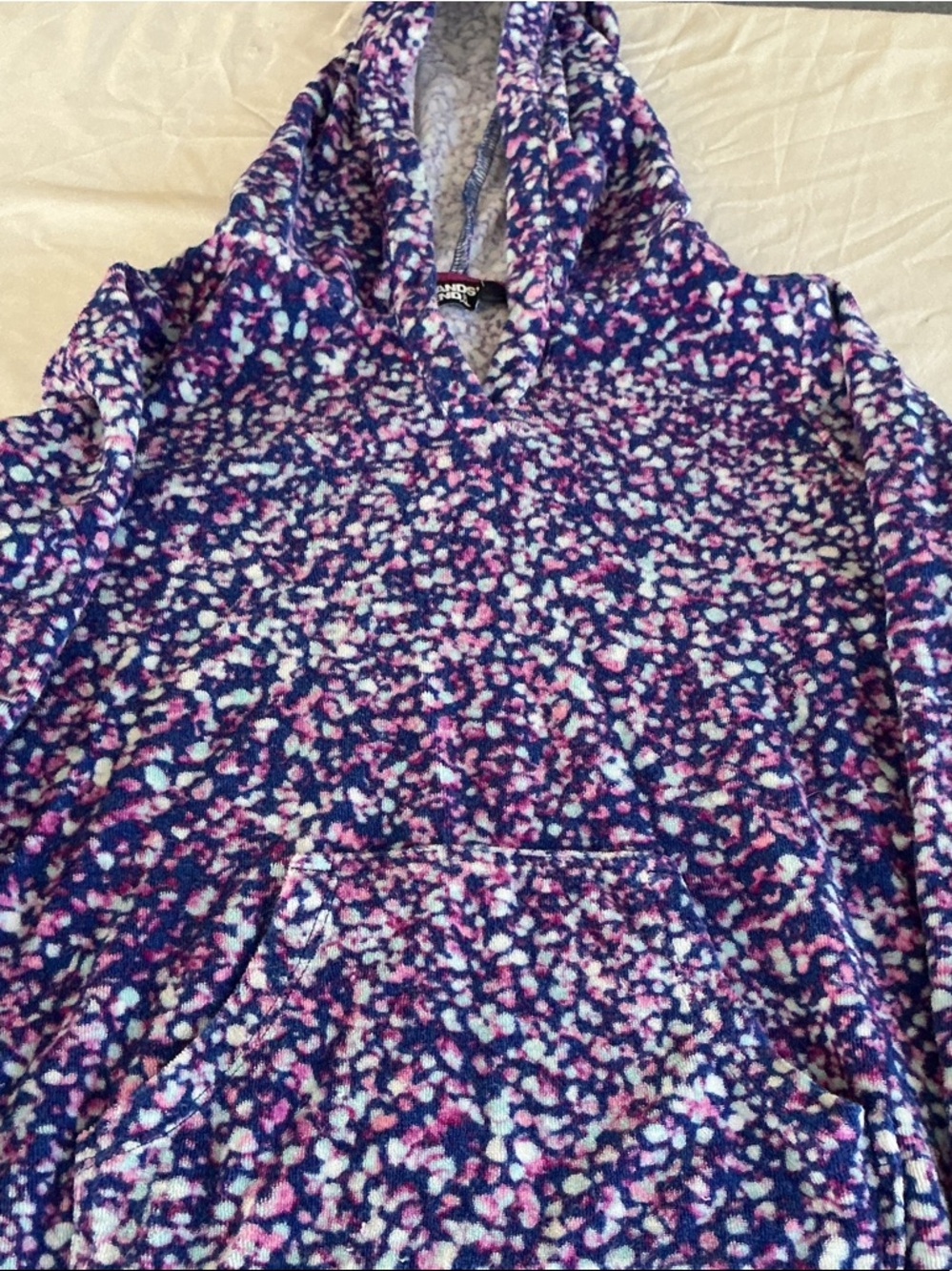 Lands' End Girls' Hooded Fleece Pullover in Purple, Pink & Blue